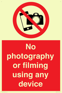 No photography or filming using any device
